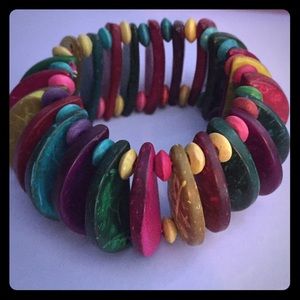 Colorful wooden stretch bracelet